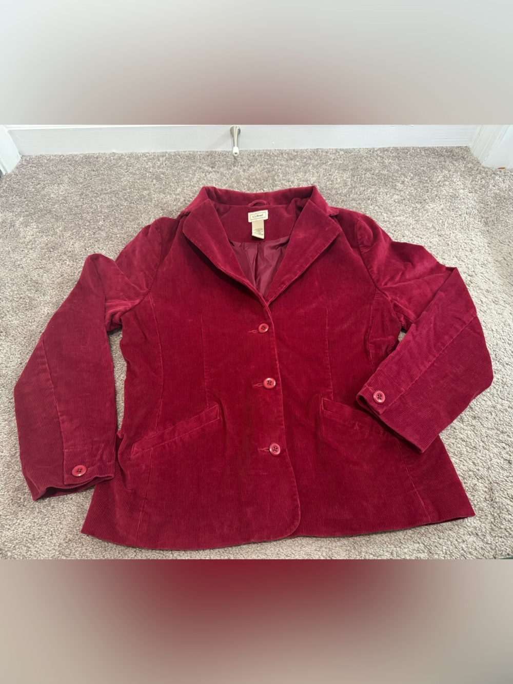 Vintage L.L.Bean Women's Corduroy Blazer Jacket in Berry Red